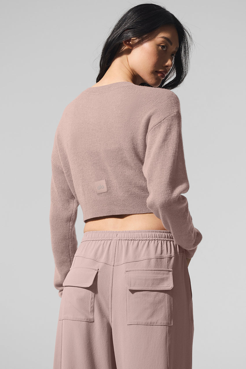 Sheer Cashmere Cropped Cardigan - Taupe